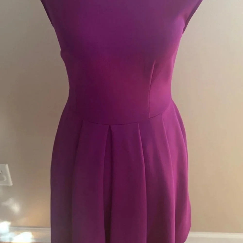 TED BAKER JADORE PURPLE FIT & FLARE DRESS WOMENS SIZE 1 US 4 - Picture 3 of 4